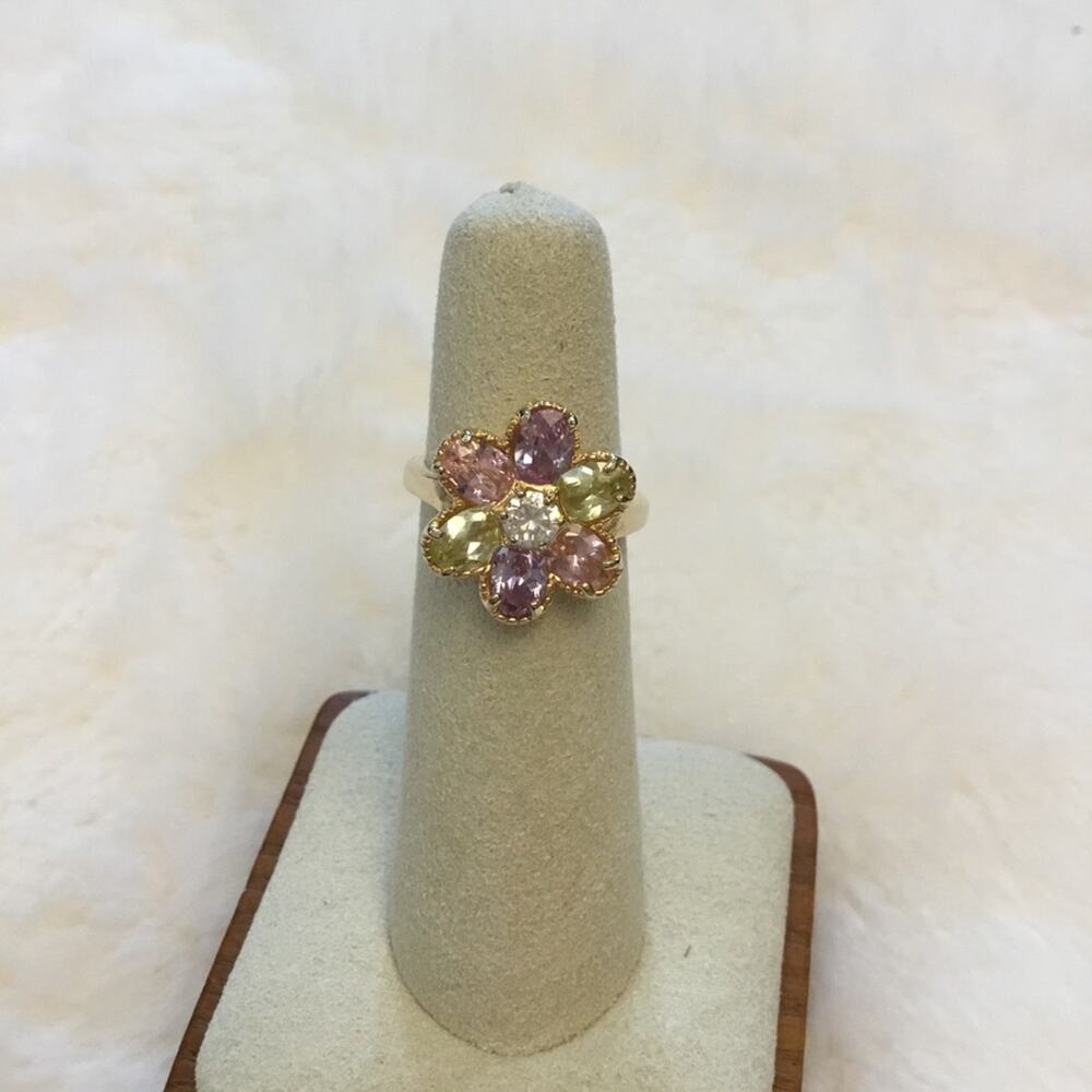 Multi-Color Crystals Sunflower Ring